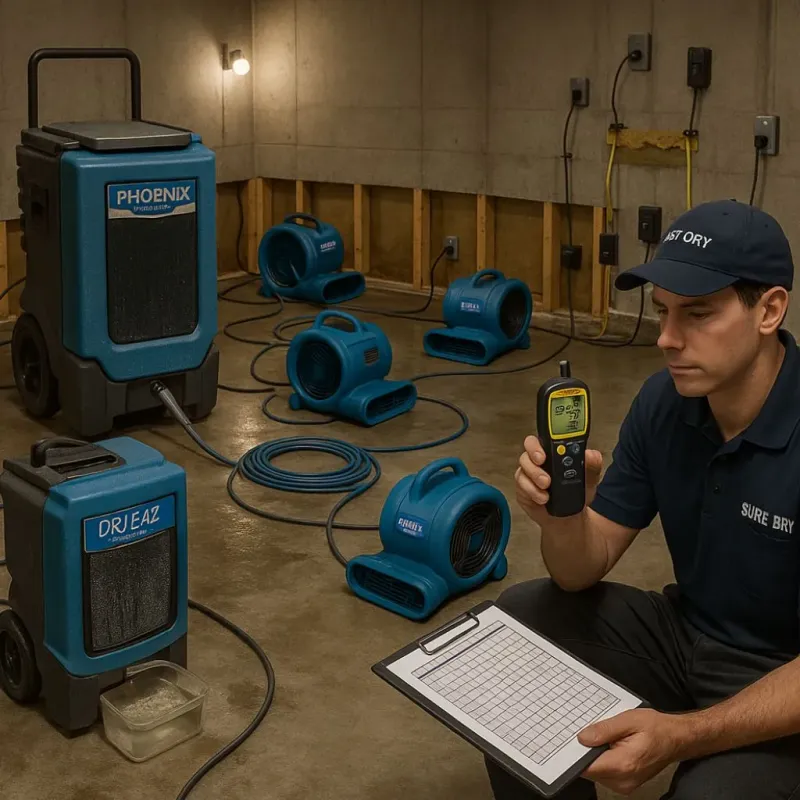 Structural Drying and Dehumidification process in Framingham Center, MA